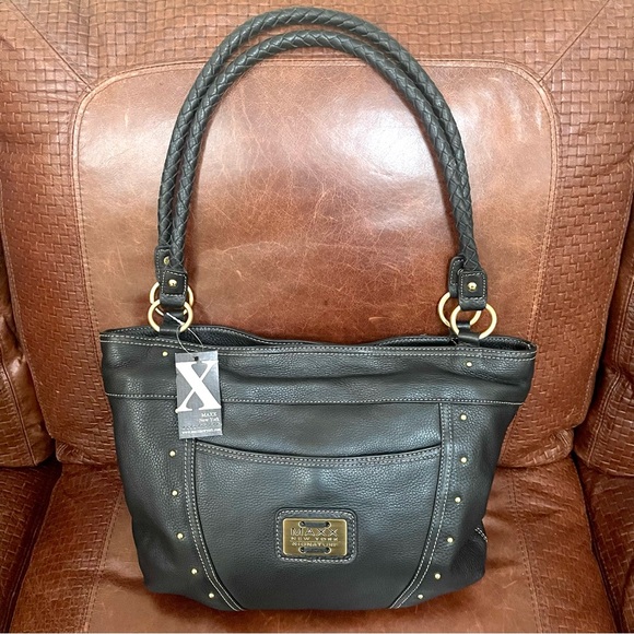 NWT MAXX New York Signature Spacious Genuine Leather Tote & Shoulder Bag - Picture 2 of 14